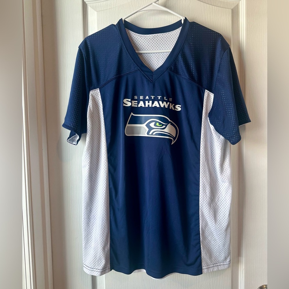 Seattle Seahawks NFL Flag Jersey Men’s Medium Reversible Blue White